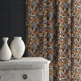 Velvet curtain in a velvet fabric with a abstract multicoloured design