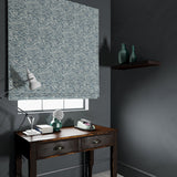 Velvet blind in a luxury grey velvet fabric with abstract design