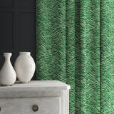 Velvet curtain in a luxury green velvet fabric with abstract design