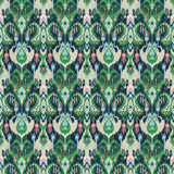 Velvet fabric with a stain resistant finish with an abstract contemporary design in green and blue colours