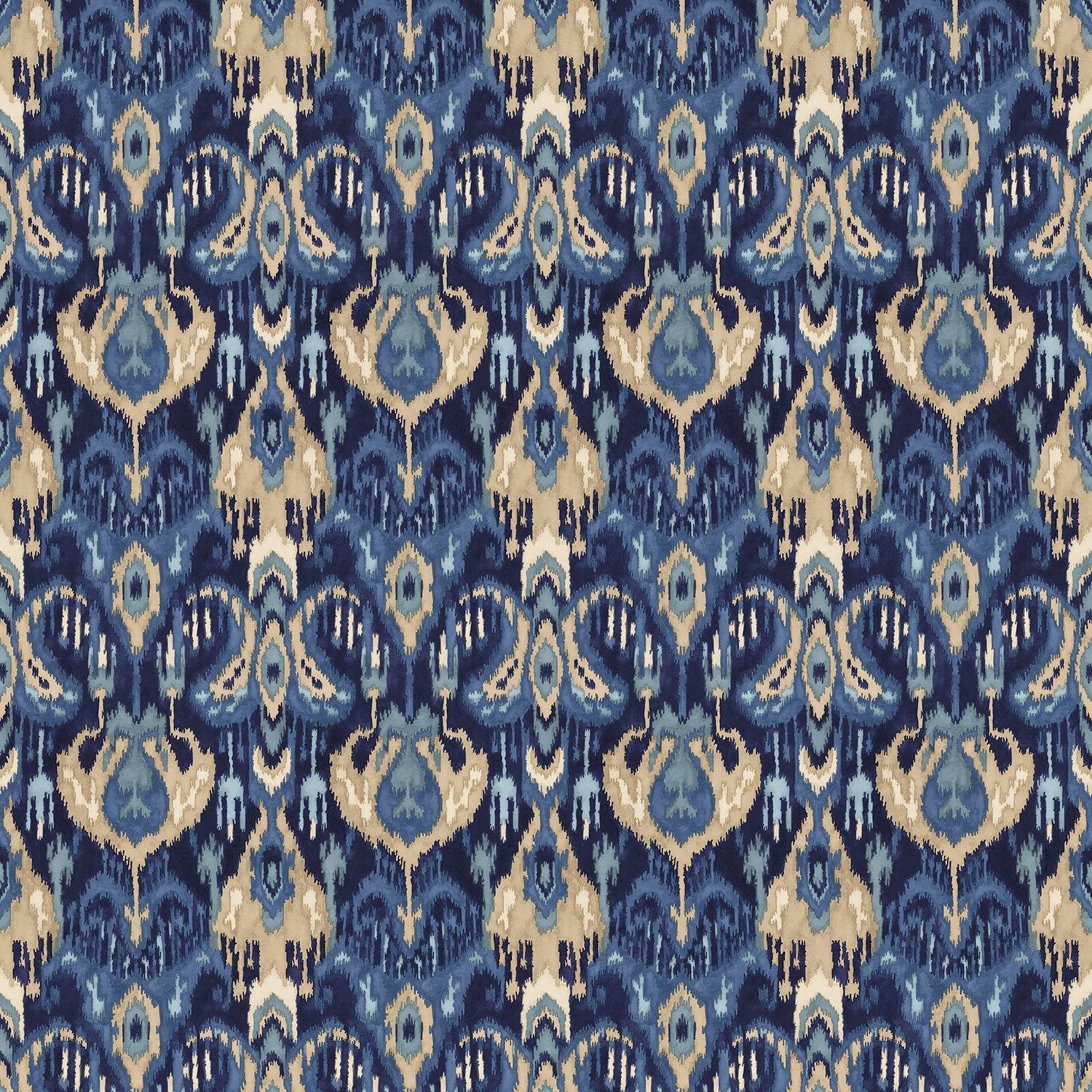 Velvet fabric with a stain resistant finish with an abstract contemporary design in blue colours