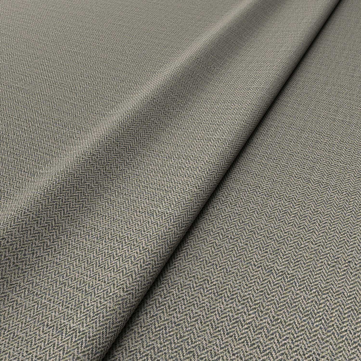 Sample of a woven fabric in a herringbone design in Zinc