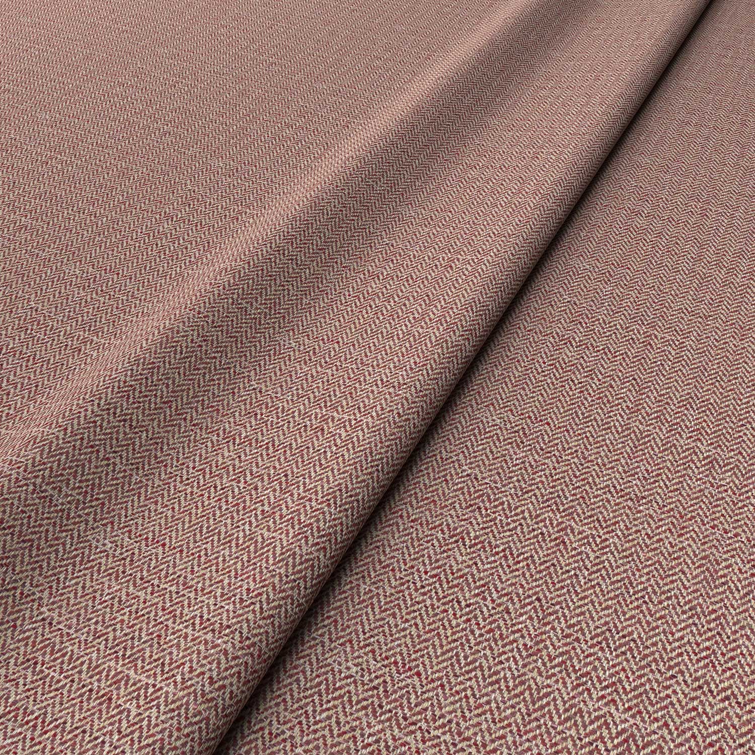 Sample of a woven fabric in a herringbone design in Roseberry