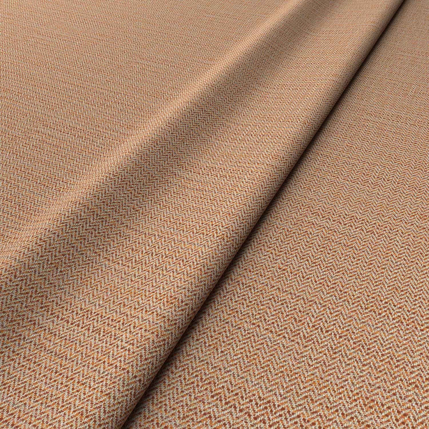 Sample of a woven fabric in a herringbone design in Burnt Orange