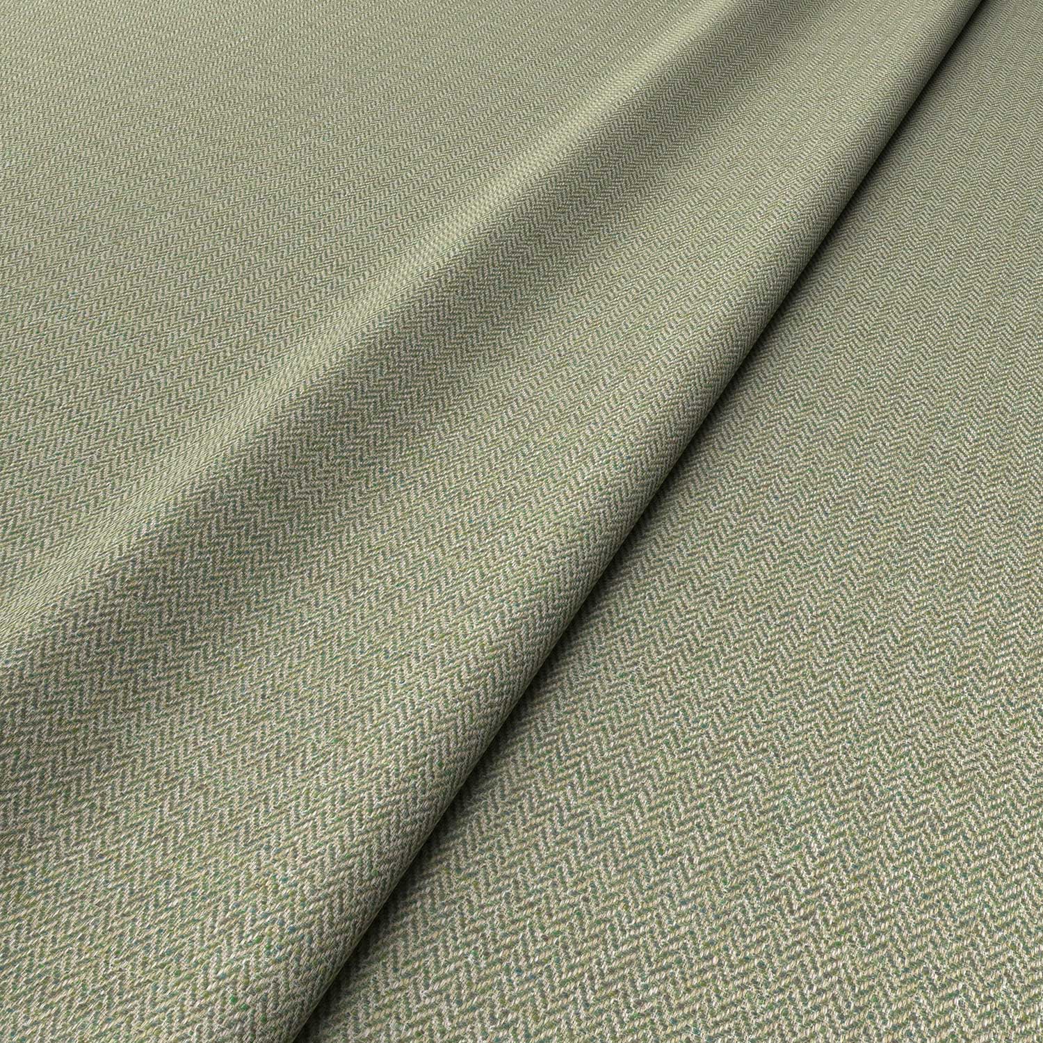 Sample of a woven fabric in a herringbone design in Fern