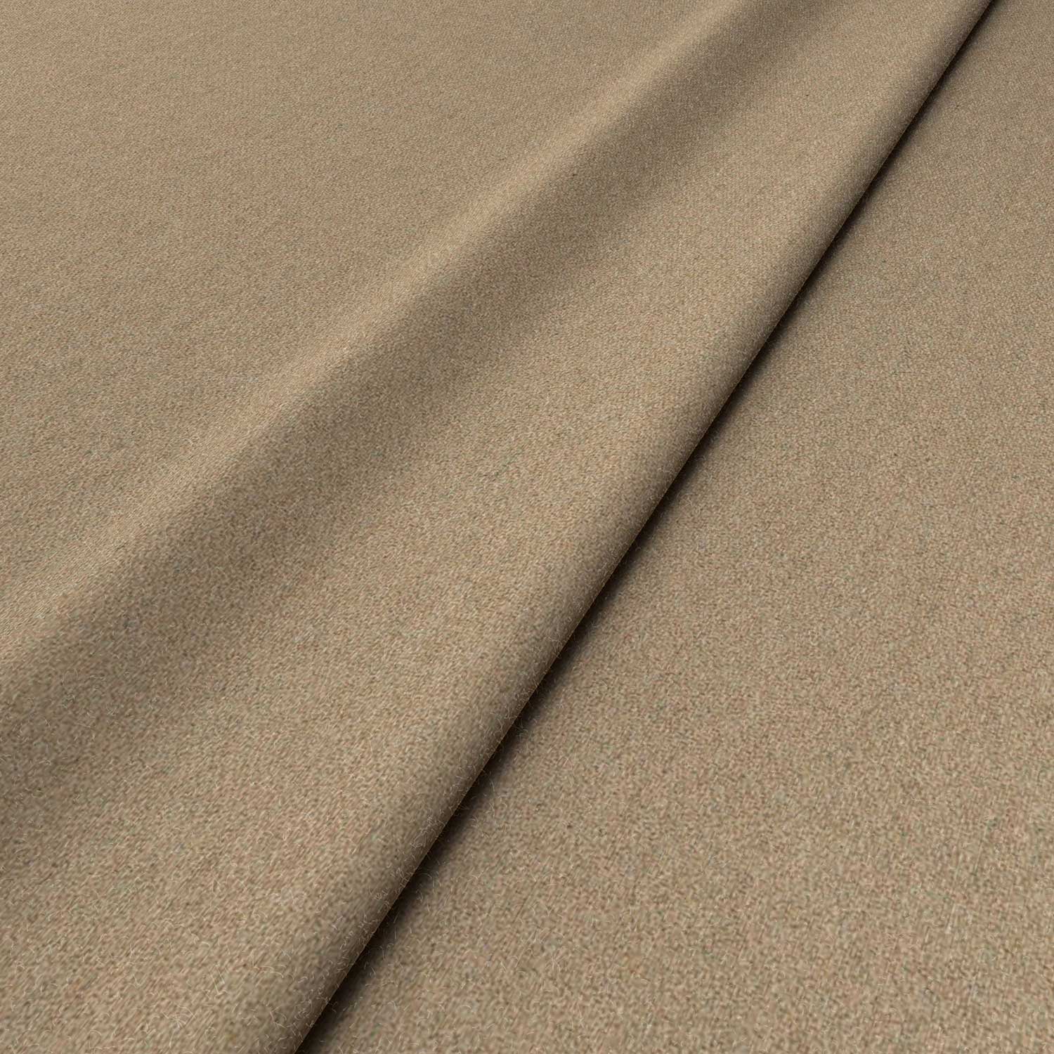 Sample of a brown woven fabric in recycled wool.