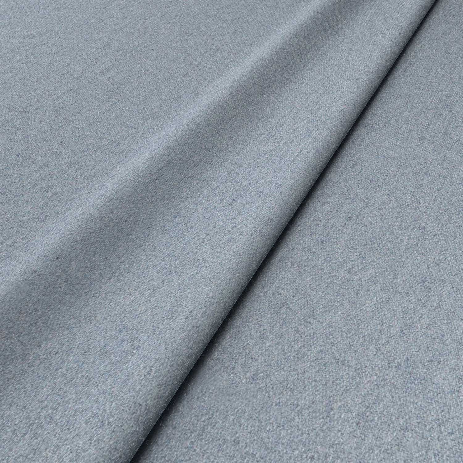 Sample of a blue woven fabric in recycled wool.