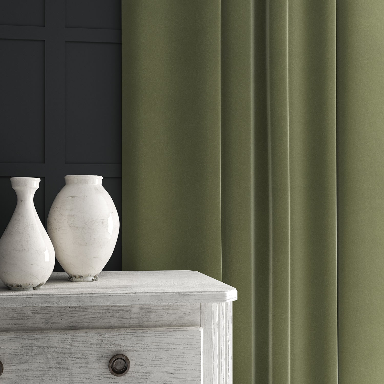Green eco velvet curtain