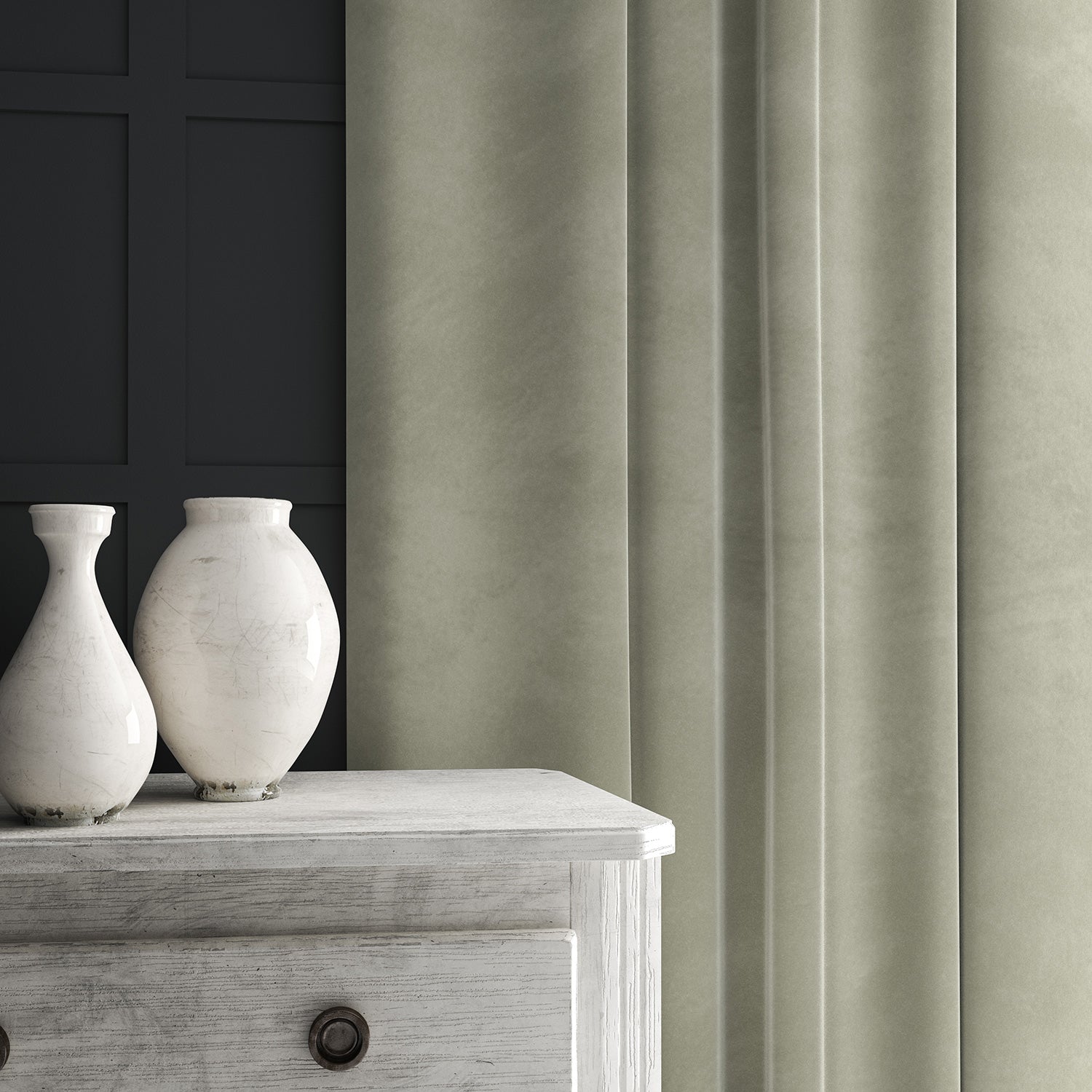 Cream eco velvet curtain