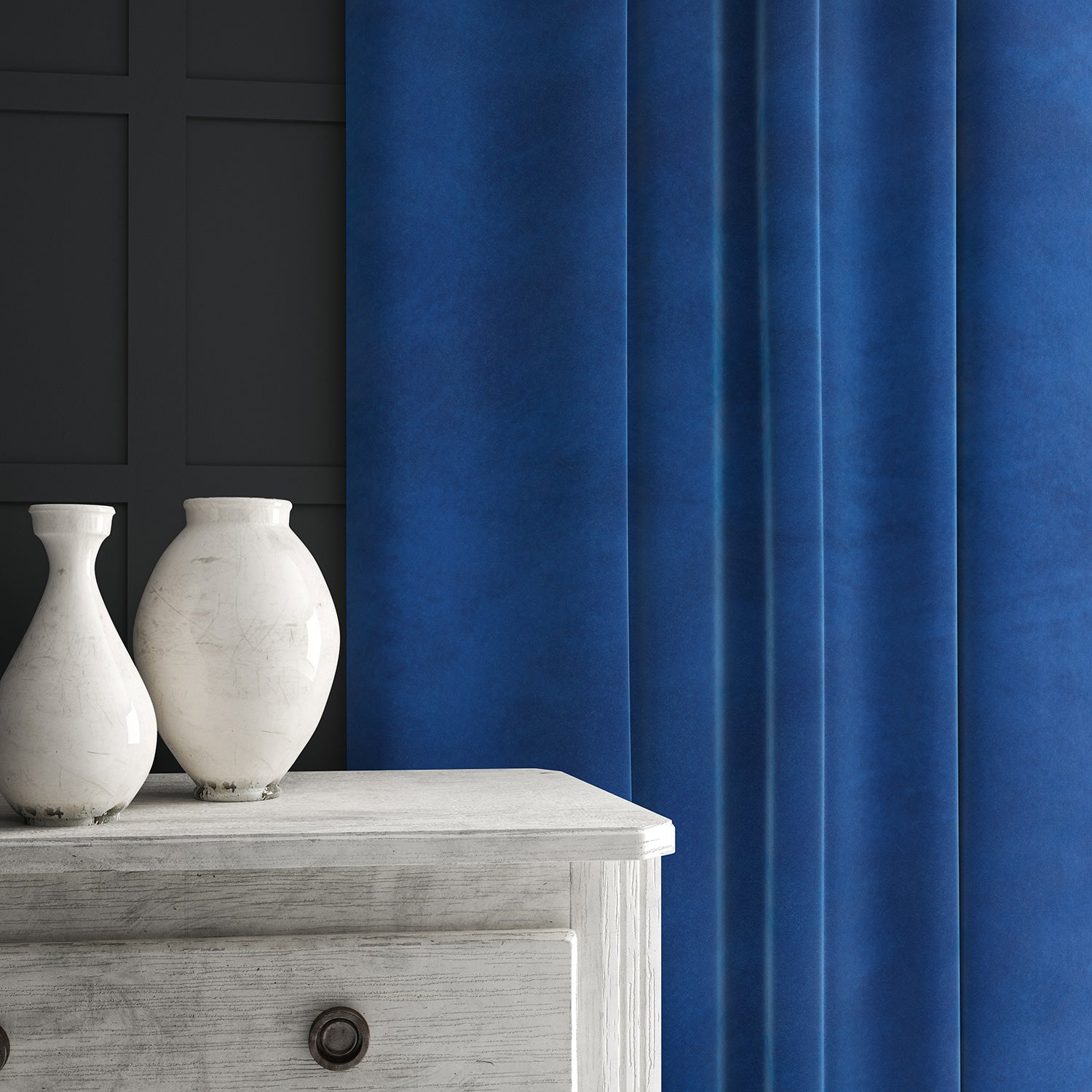 Blue eco velvet curtain