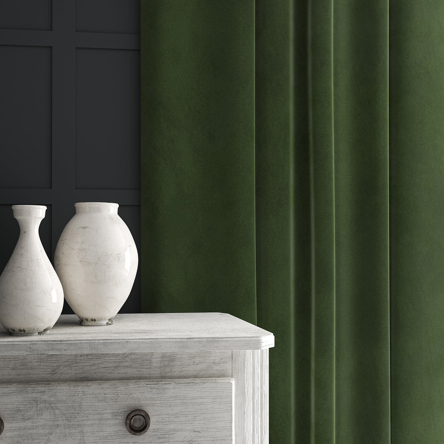 Green eco velvet curtain