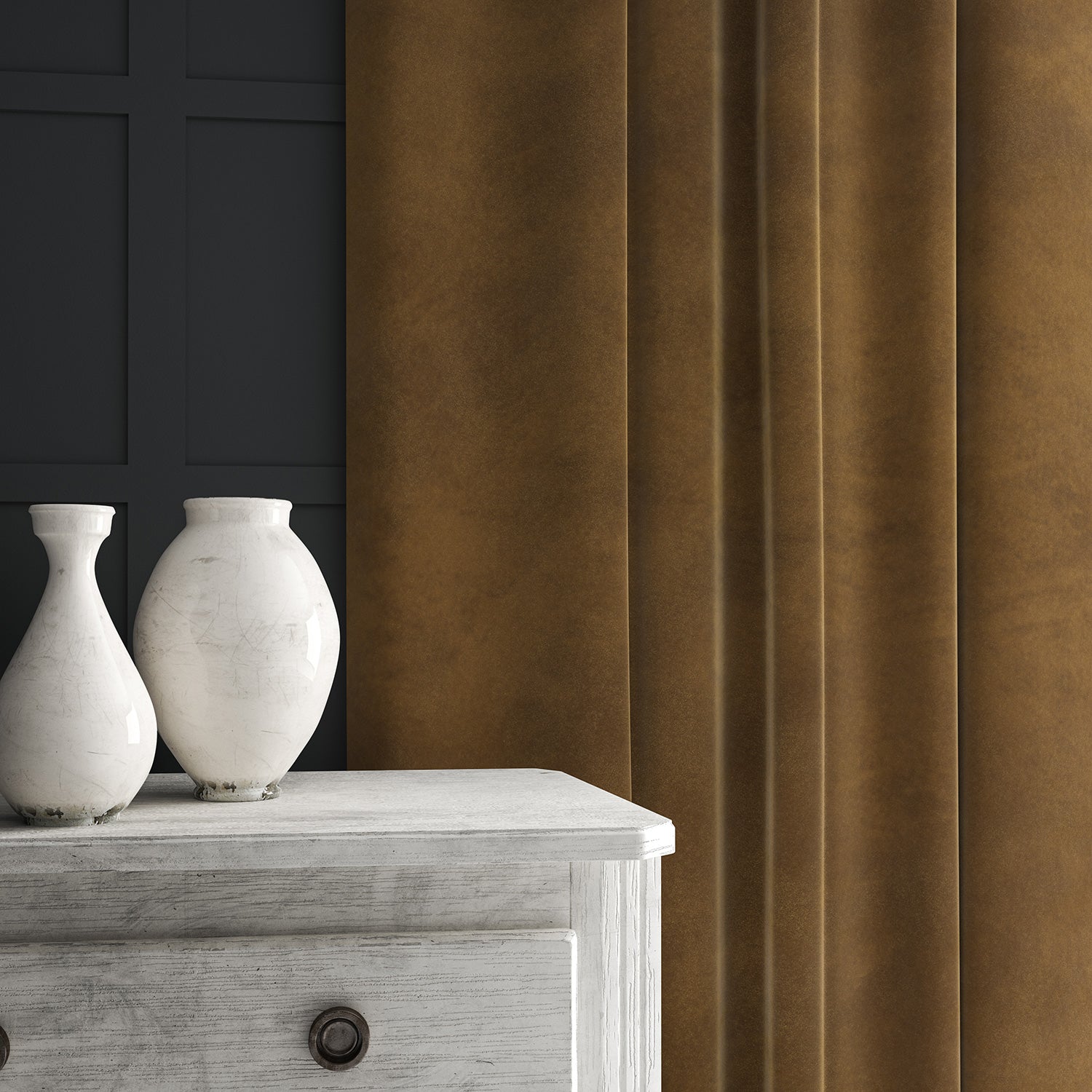 Brown eco velvet curtain