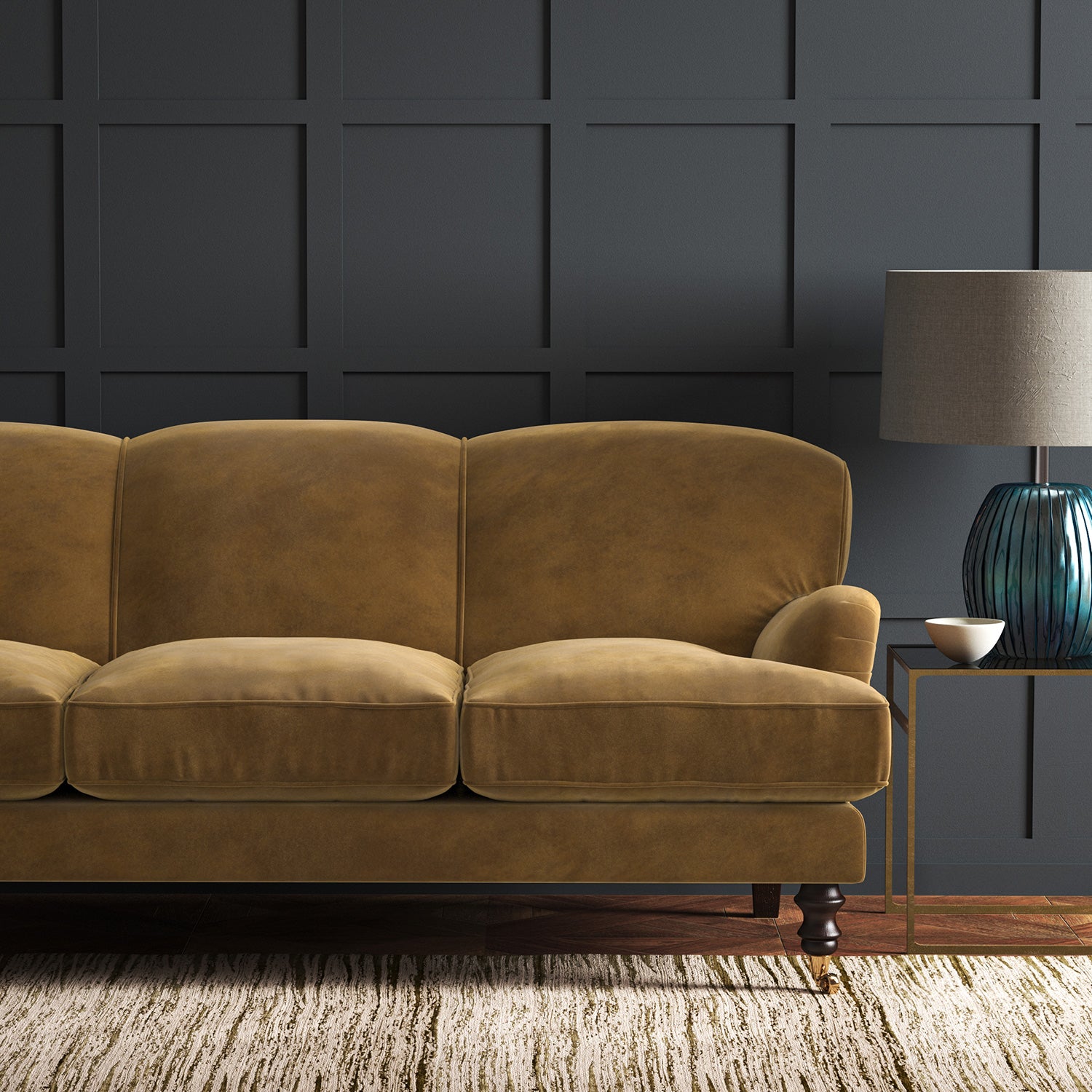Brown eco velvet upholstery fabric on a sofa