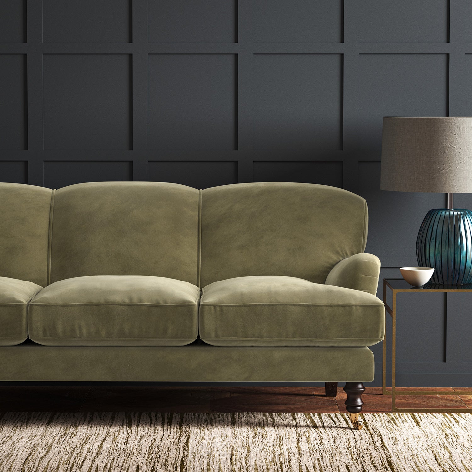 Brown eco velvet upholstery fabric on a sofa
