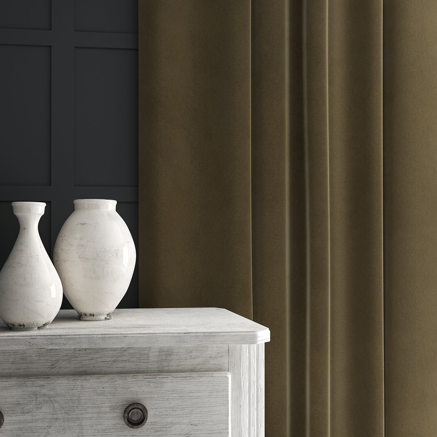 Brown eco velvet curtain