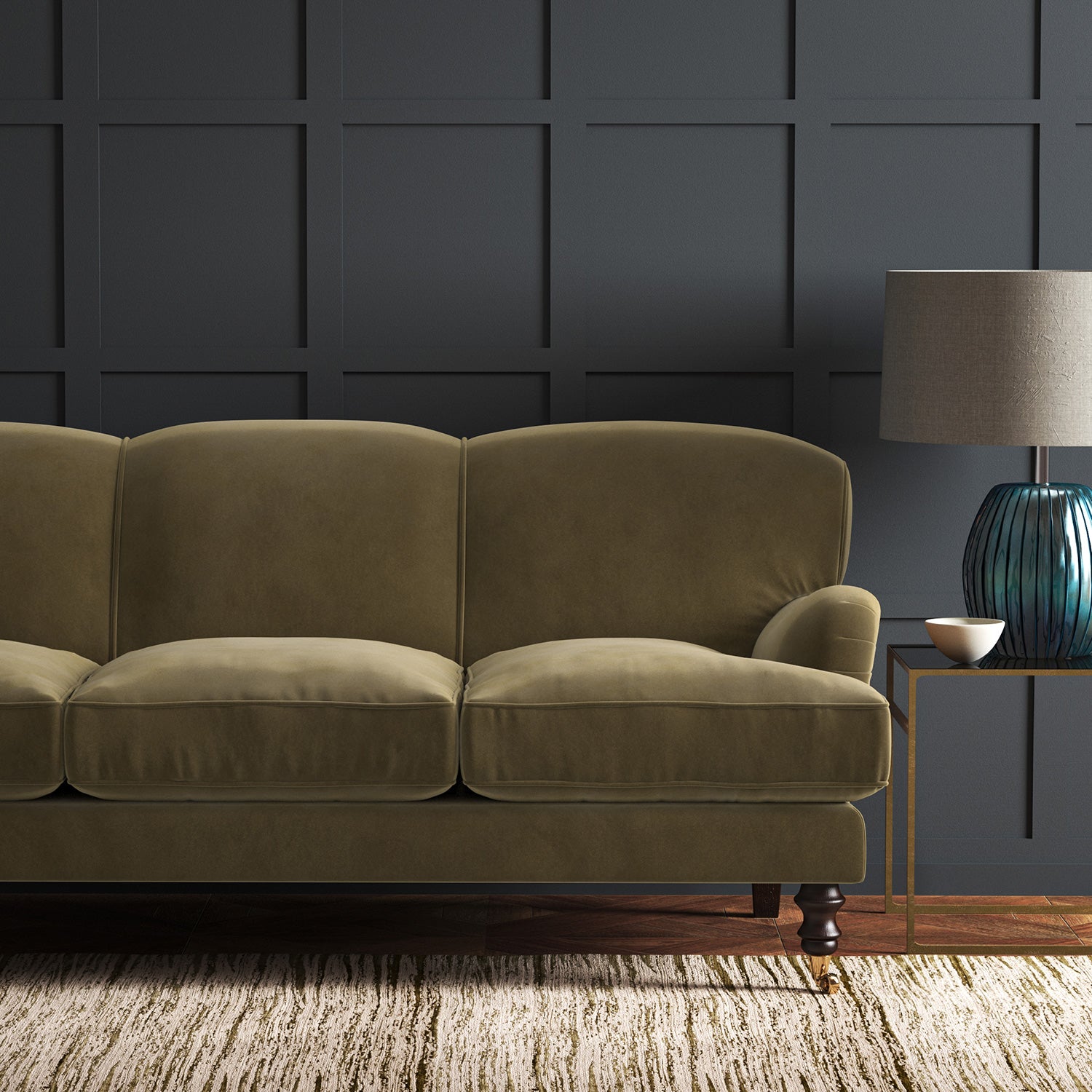 Brown eco velvet upholstery fabric on a sofa