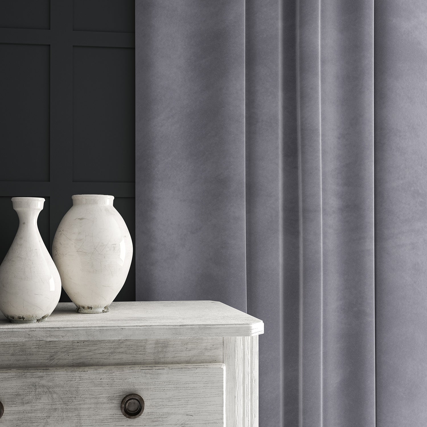 Blue eco velvet curtain