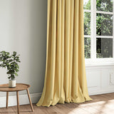 A yellow woven fabric shown as a curtain.