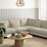 Sofa covered in a boucle fabric in Pumice