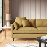 Sofa covered in a boucle fabric in Amber