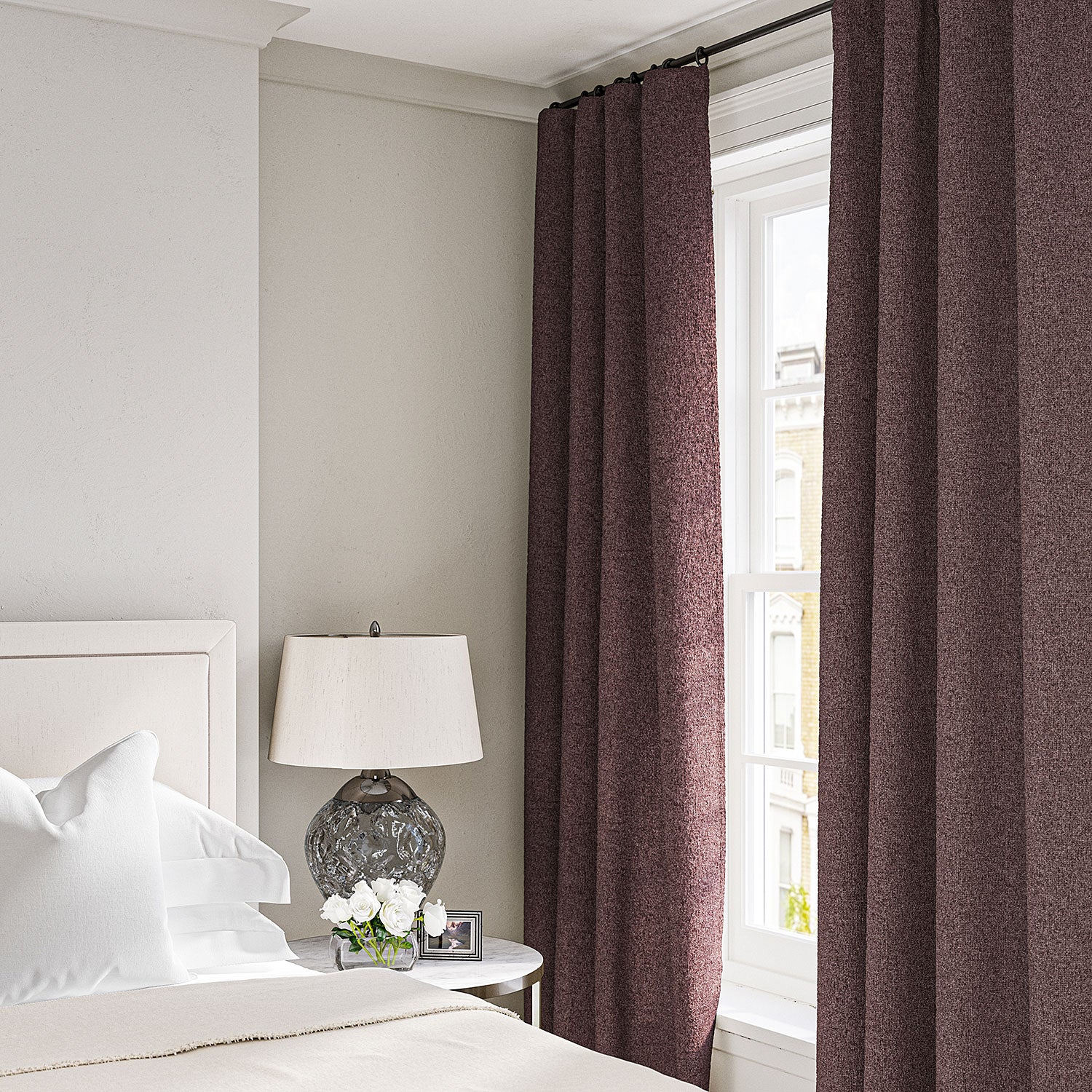 Curtain in a boucle fabric in Heather