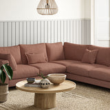 Sofa covered in a boucle fabric in Rose