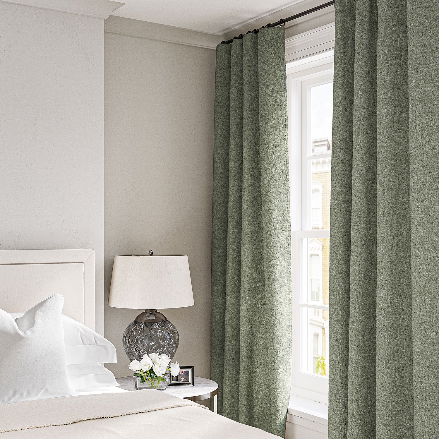 Curtain in a boucle fabric in Sea Salt