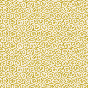 Printed linen fabric sample – a handy block print pattern in yellow and cream