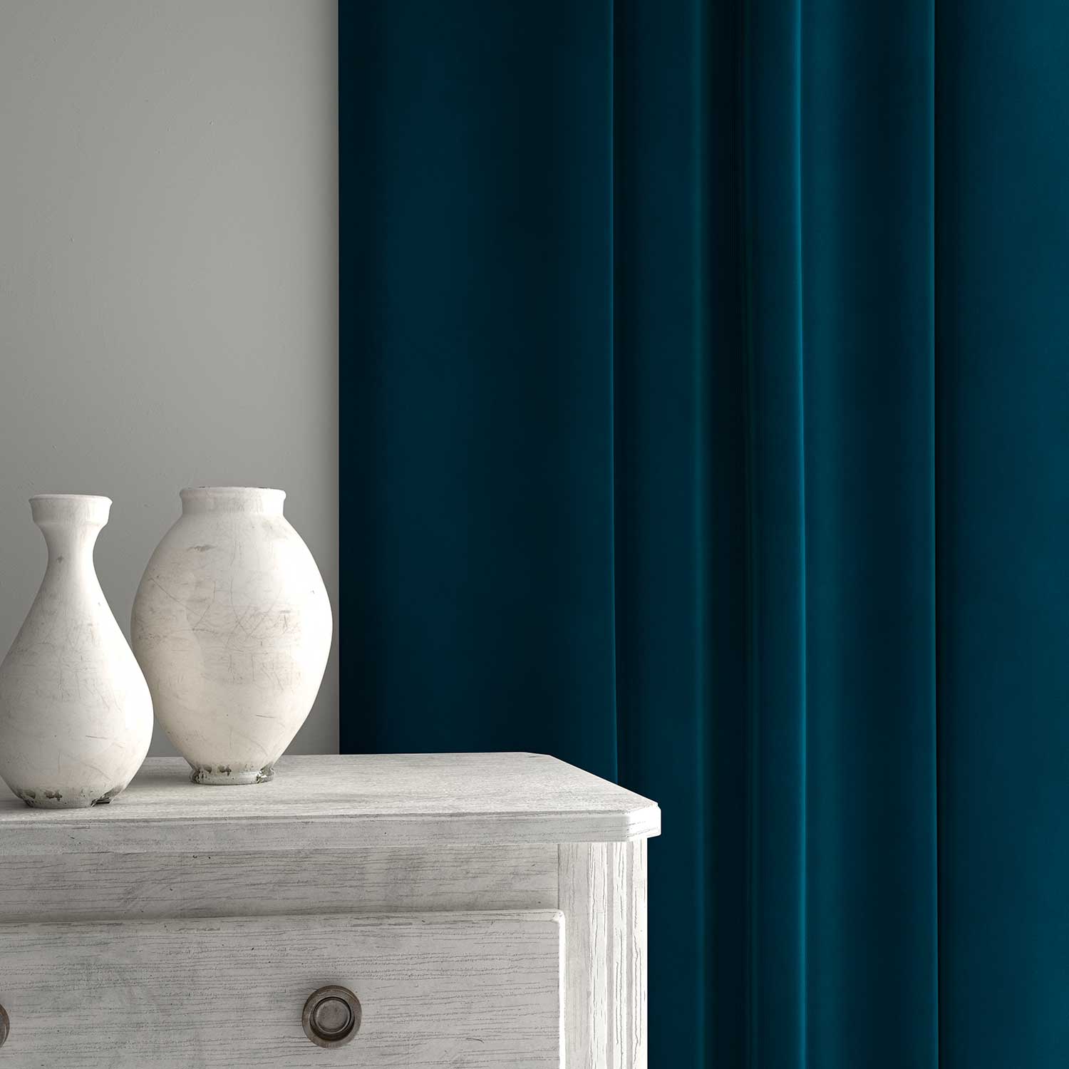 Velvet curtain in blue