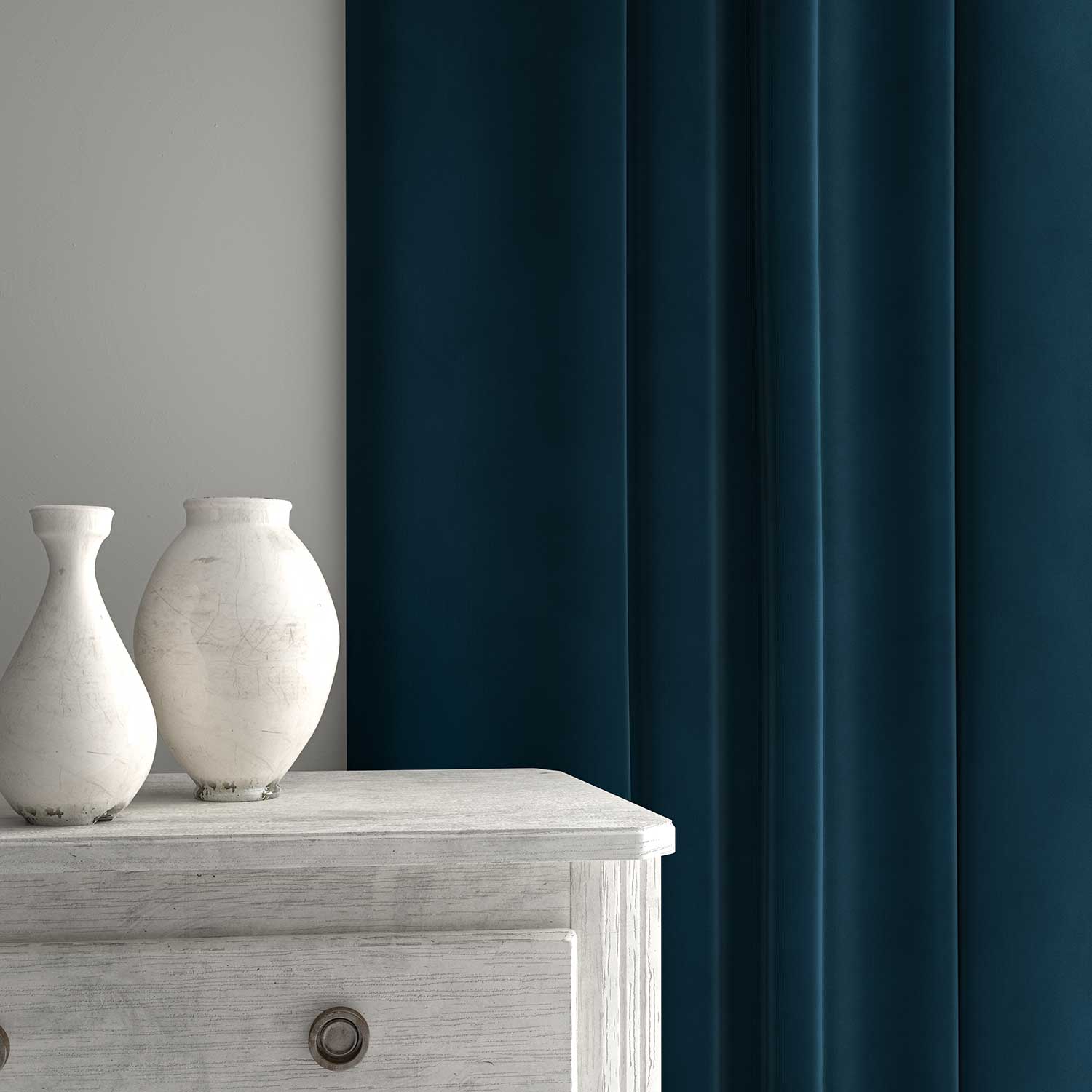 Velvet curtain in blue