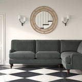 Sofa upholstered in a grey velvet upholstery fabric