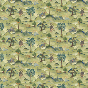 Sample of a tropical wallpaper featuring a mystical scenic landscape.
