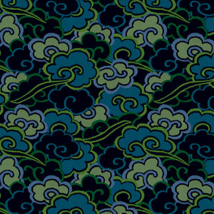 Inspired by a Japanese kimono, this designer wallpaper features an enchanting pattern of large abstract clouds.