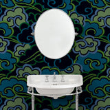 Inspired by a Japanese kimono, this designer wallpaper features an enchanting pattern of large abstract clouds.