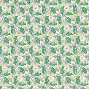Sample of a green floral wallpaper.