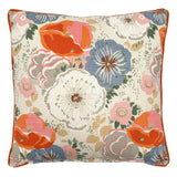 Back of Linwood cushion in Joni, Tangerine. Overhead view of the reverse side, made in matching fabric.