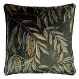 Back of Linwood cushion in Lumen Dusk. Overhead view of the reverse side, made in matching fabric.
