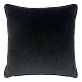 Back of Rainforest Rabble Neon cushion. Overhead view of the reverse side, in a contrasting plain dark velvet.
