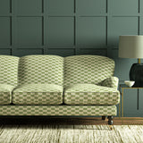 Sofa upholstered in Strata fabric highlighting horizontal texture and tonal depth.