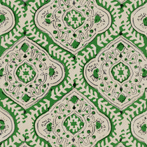 Linen print with a handcrafted feel in green