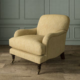 Armchair in Loxley Cornsilk by Linwood – durable, Italian-woven natural fibre fabric in warm cream-yellow.