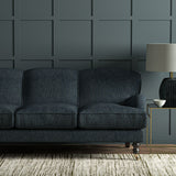 Sofa in Linwood’s Loxley Indigo – Italian-woven blue fabric with tactile texture and versatility.