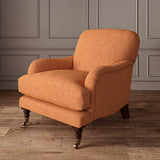 Armchair in Loxley Marmalade by Linwood – durable, Italian-woven natural fibre fabric in rich burnt orange.