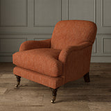 Armchair in Loxley Redwood by Linwood – durable, Italian-woven natural fibre fabric in deep russet.