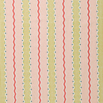 Embroidery fabric with wavy lines and small dots on a pink background.
