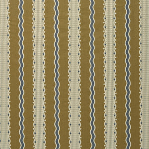 Embroidery fabric with wavy lines and small dots on a brown background.