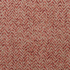 A woven fabric sample in red and off-white featuring a herringbone pattern.