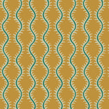 Luxurious wallpaper featuring stylised ferns and wavy lines in yellow and green.