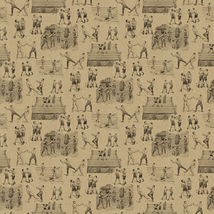 Wallpaper featuring a vintage illustrated boxing scene