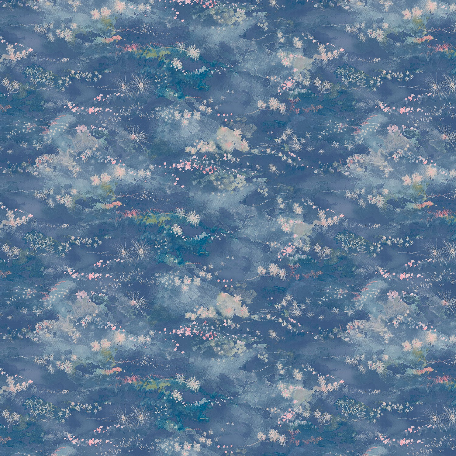 Sample of a painterly-style blue wallpaper.